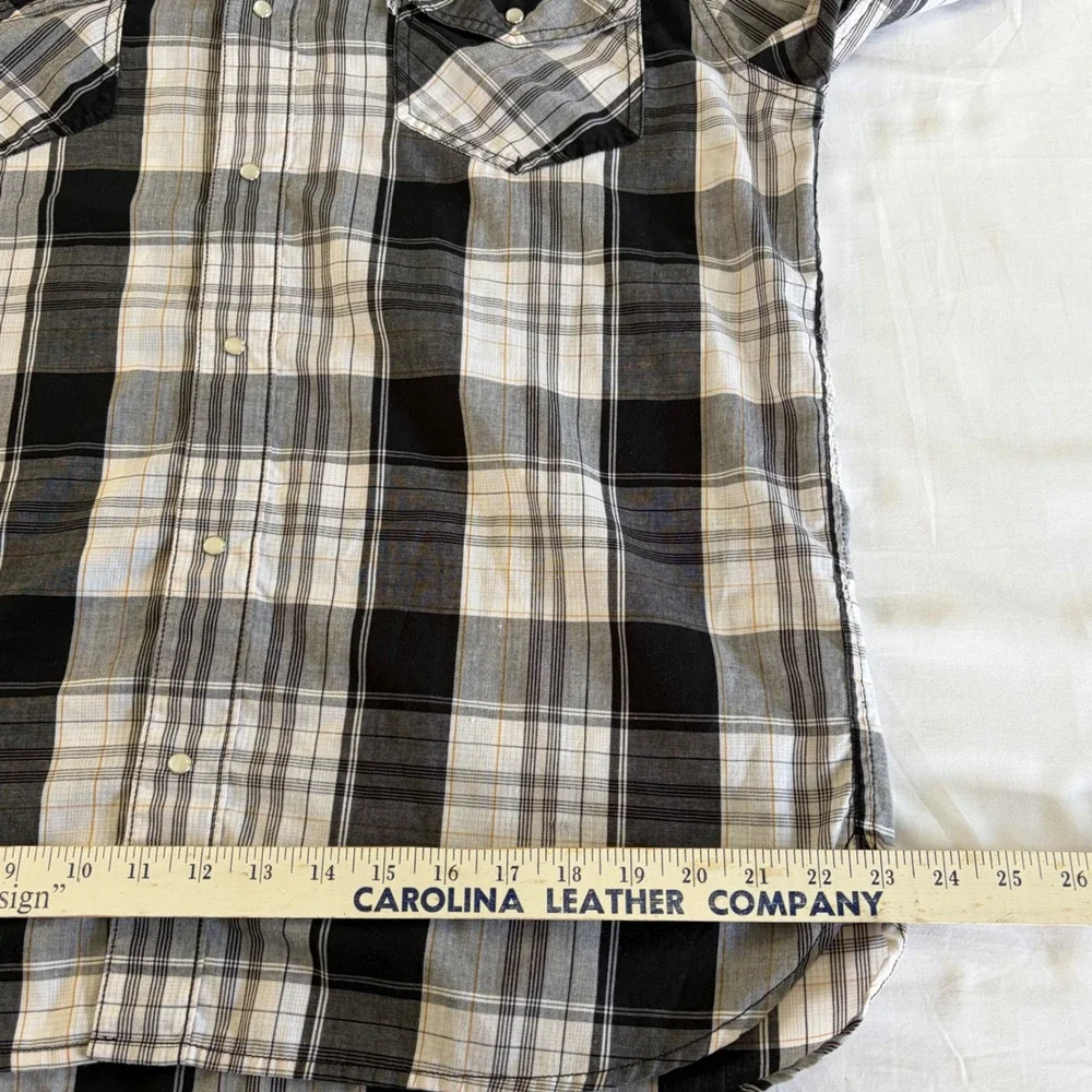Levis Mens XL Modern Western Pearl Snap Front Plaid Shirt Cowboy Vintage Style